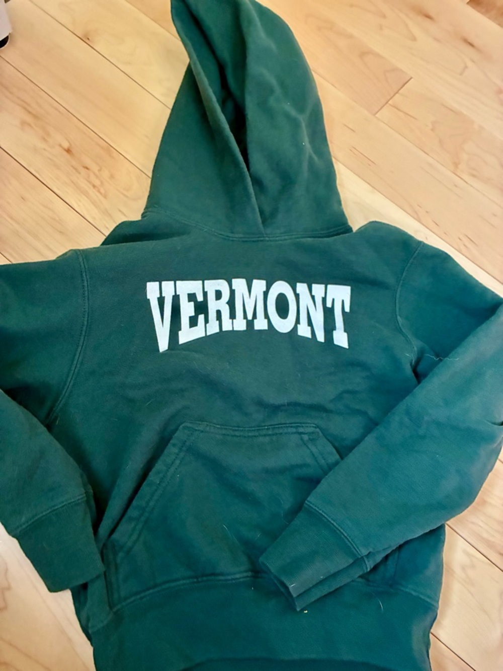 Green Vermont Pullover Hoodie with White Logo Kids